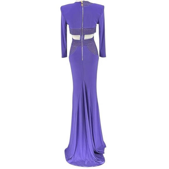 Zhivago Go Your Own Way Cutout V-Neck Maxi Dress Purple Gown US Size 4 - Picture 8 of 11